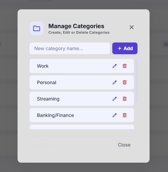 Categorization Modal
